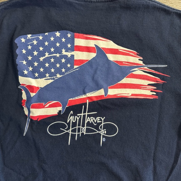 Guy Harvey T-Shirt Men’s Size S Blue Short Sleeve Graphic Tee American Flag - Picture 5 of 5
